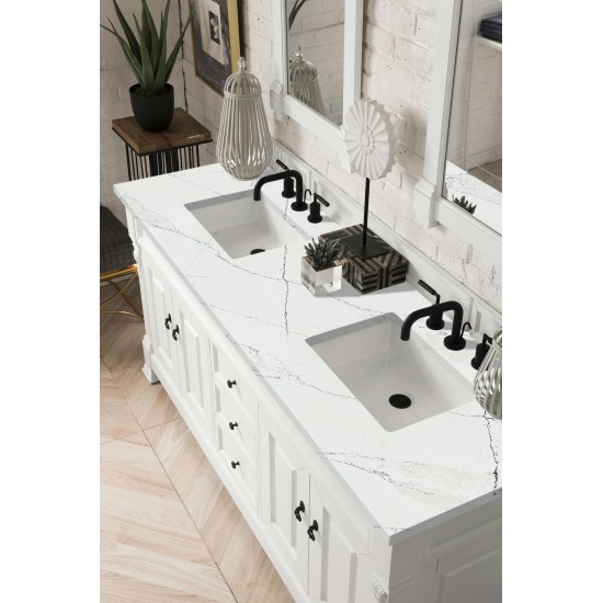 Brookfield 72" Double Vanity, Bright White w/ 3 CM Ethereal Noctis Quartz Top