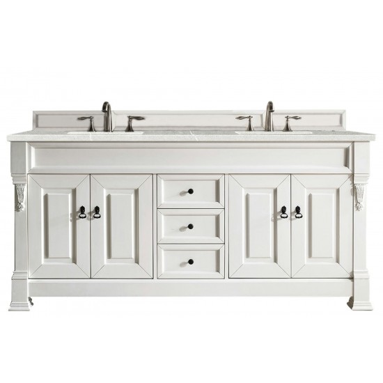 Brookfield 72" Double Vanity, Bright White w/ 3 CM Eternal Serena Quartz Top