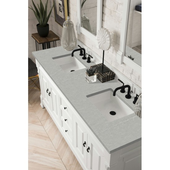 Brookfield 72" Double Vanity, Bright White w/ 3 CM Eternal Serena Quartz Top