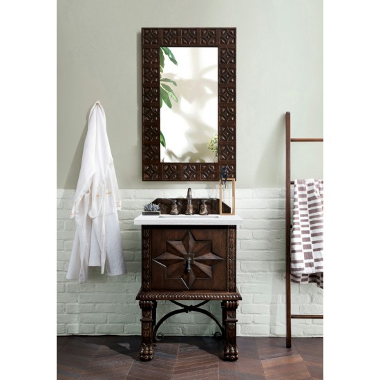 Balmoral 26" Single Vanity, Antique Walnut w/ 3 CM Arctic Fall Solid Surface Top