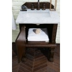 Balmoral 26" Single Vanity Cabinet, Antique Walnut w/ 3 CM Carrara Marble Top