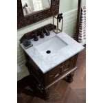 Balmoral 26" Single Vanity Cabinet, Antique Walnut w/ 3 CM Carrara Marble Top