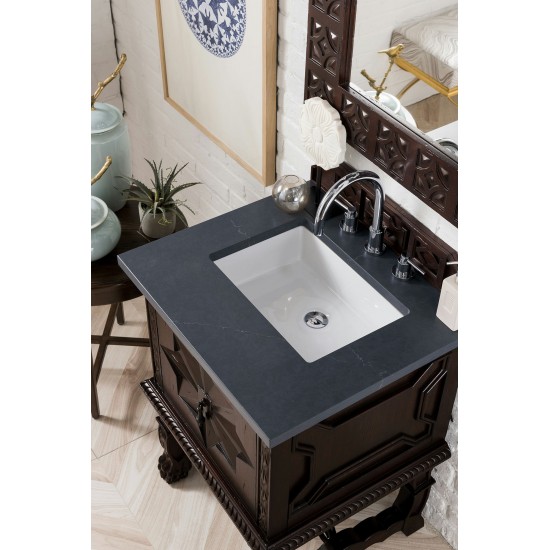 Balmoral 26" Single Vanity Antique Walnut w/ 3 CM Charcoal Soapstone Quartz Top