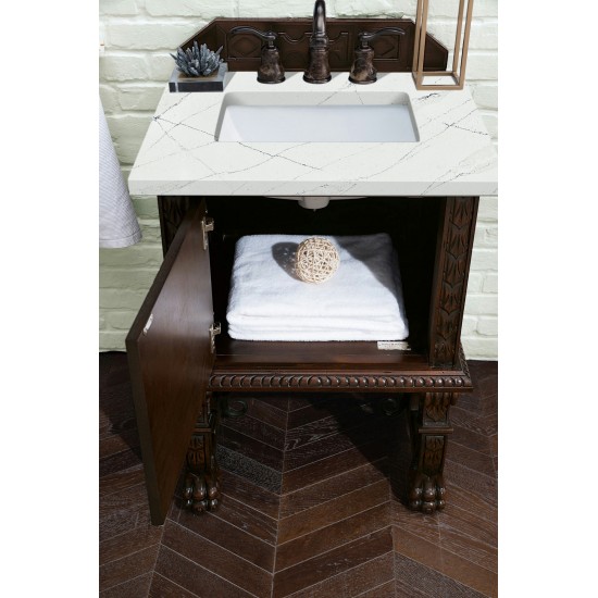 Balmoral 26" Single Vanity, Antique Walnut, w/ 3 CM Ethereal Noctis Quartz Top