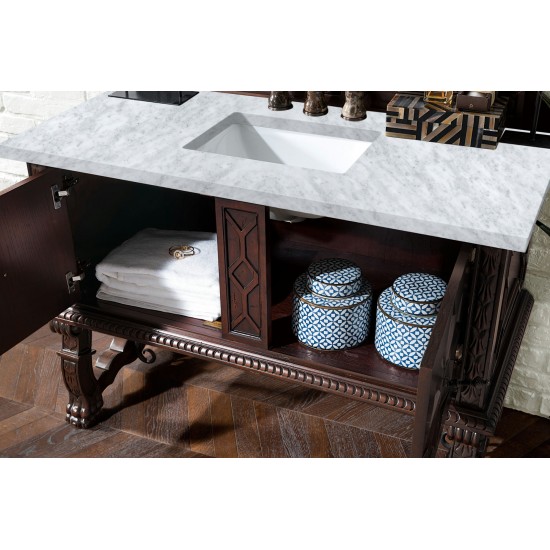 Balmoral 48" Antique Walnut Single Vanity w/ 3 CM Carrara Marble Top