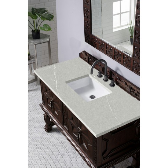 Balmoral 48" Single Vanity, Antique Walnut, w/ 3 CM Eternal Serena Quartz Top