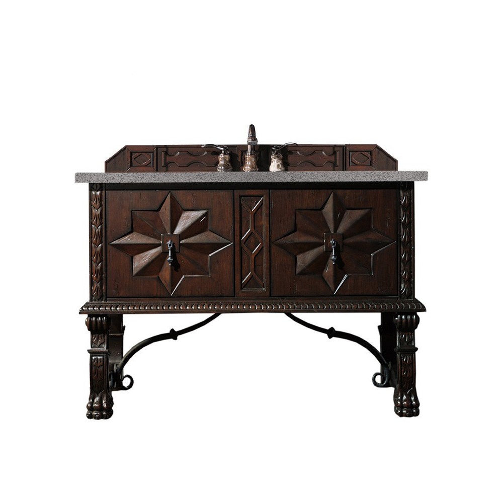 Balmoral 48" Single Vanity Cabinet, Antique Walnut, w/ 3 CM Grey Expo Quartz Top Balmoral 48" Single Vanity Cabinet, Antique Walnut, w/ 3 CM Grey Expo Quartz Top