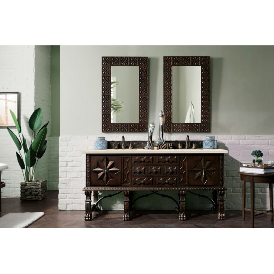 Balmoral 72" Double Vanity, Antique Walnut, w/ 3 CM Eternal Marfil Quartz Top