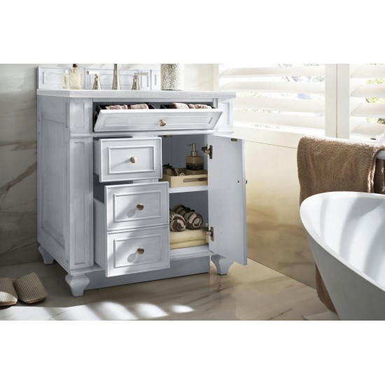 Bristol 30" Single Vanity, Bright White, w/ 3 CM Arctic Fall Solid Surface Top