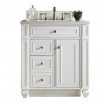 Bristol 30" Single Vanity, Bright White, w/ 3 CM Classic White Quartz Top