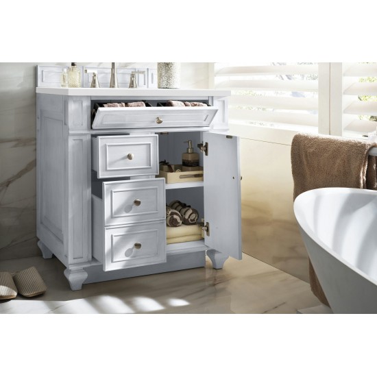 Bristol 30" Single Vanity, Bright White, w/ 3 CM Classic White Quartz Top