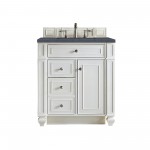 Bristol 30" Single Vanity, Bright White, w/ 3 CM Charcoal Soapstone Quartz Top