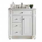 Bristol 30" Single Vanity Bright White w/ 3 CM Eternal Jasmine Pearl Quartz Top