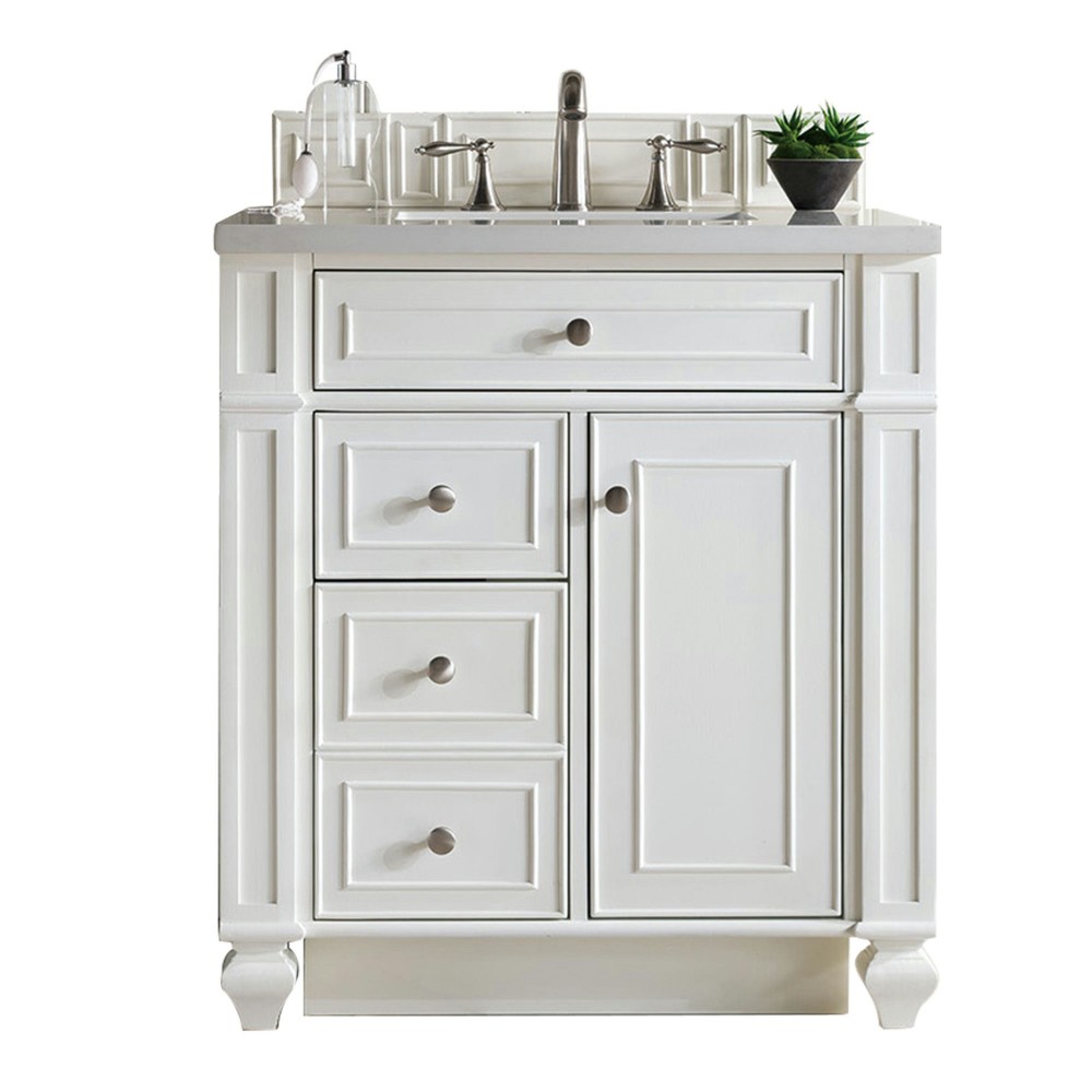 Bristol 30" Single Vanity Bright White w/ 3 CM Eternal Jasmine Pearl Quartz Top Bristol 30" Single Vanity Bright White w/ 3 CM Eternal Jasmine Pearl Quartz Top