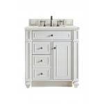 Bristol 30" Single Vanity, Bright White, w/ 3 CM Ethereal Noctis Quartz Top