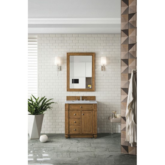 Bristol 30" Single Vanity, Saddle Brown, w/ 3 CM Arctic Fall Solid Surface Top