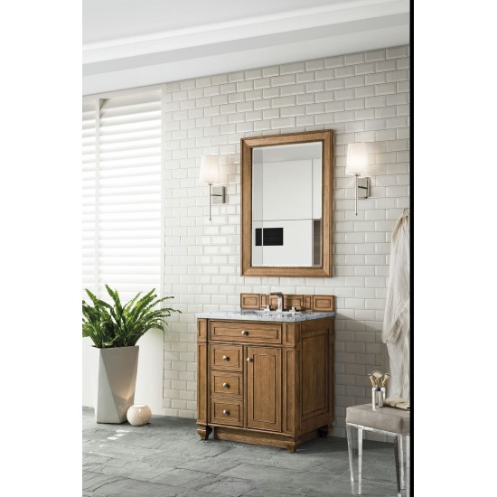 Bristol 30" Single Vanity, Saddle Brown, w/ 3 CM Arctic Fall Solid Surface Top