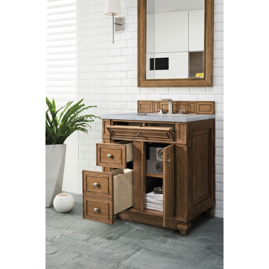 Bristol 30" Single Vanity, Saddle Brown, w/ 3 CM Arctic Fall Solid Surface Top