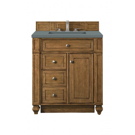 Bristol 30" Single Vanity, Saddle Brown, w/ 3 CM Cala Blue Quartz Top