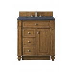 Bristol 30" Single Vanity, Saddle Brown, w/ 3 CM Charcoal Soapstone Quartz Top