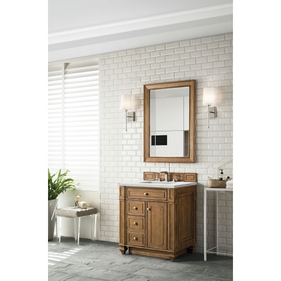 Bristol 30" Single Vanity, Saddle Brown, w/ 3 CM Ethereal Noctis Quartz Top