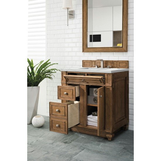 Bristol 30" Single Vanity, Saddle Brown, w/ 3 CM Ethereal Noctis Quartz Top