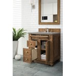 Bristol 30" Single Vanity, Saddle Brown, w/ 3 CM Grey Expo Quartz Top