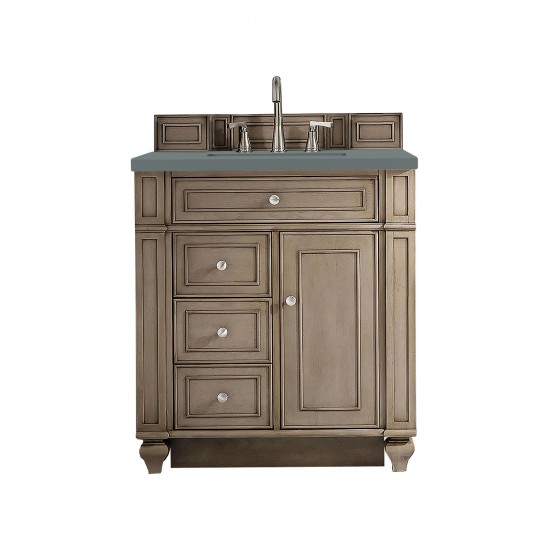 Bristol 30" Single Vanity, Whitewashed Walnut, w/ 3 CM Cala Blue Quartz Top