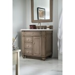 Bristol 30" Single Vanity, Whitewashed Walnut, w/ 3 CM Classic White Quartz Top