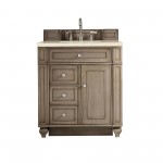 Bristol 30" Single Vanity, Whitewashed Walnut, w/ 3 CM Eternal Marfil Quartz Top