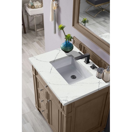 Bristol 30" Single Vanity Whitewashed Walnut w/ 3 CM Ethereal Noctis Quartz Top