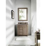 Bristol 30" Single Vanity, Whitewashed Walnut, w/ 3 CM Grey Expo Quartz Top