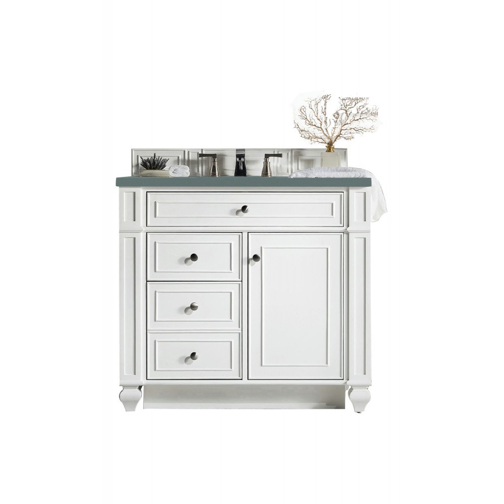 Bristol 36" Single Vanity, Bright White, w/ 3 CM Cala Blue Quartz Top