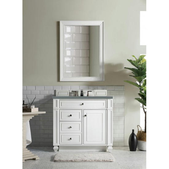 Bristol 36" Single Vanity, Bright White, w/ 3 CM Cala Blue Quartz Top