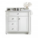 Bristol 36" Single Vanity, Bright White, w/ 3 CM Classic White Quartz Top