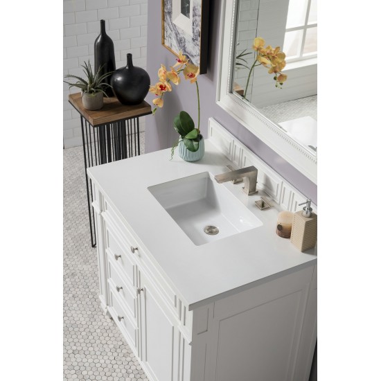 Bristol 36" Single Vanity, Bright White, w/ 3 CM Classic White Quartz Top