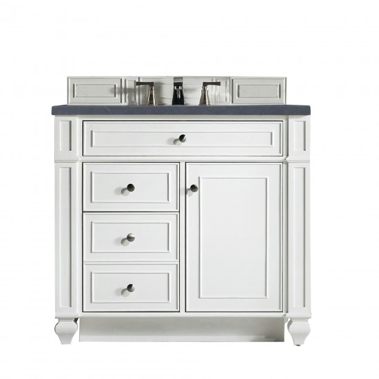 Bristol 36" Single Vanity, Bright White, w/ 3 CM Charcoal Soapstone Quartz Top