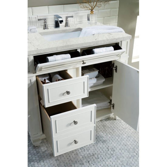 Bristol 36" Single Vanity Bright White w/ 3 CM Eternal Jasmine Pearl Quartz Top