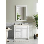 Bristol 36" Single Vanity, Bright White, w/ 3 CM Eternal Marfil Quartz Top