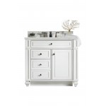 Bristol 36" Single Vanity, Bright White, w/ 3 CM Ethereal Noctis Quartz Top