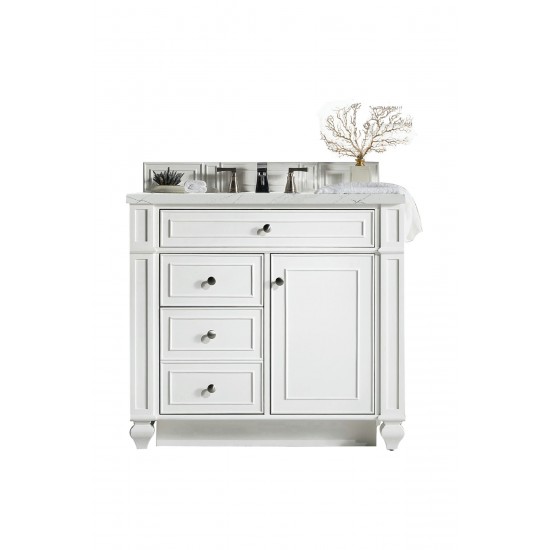 Bristol 36" Single Vanity, Bright White, w/ 3 CM Ethereal Noctis Quartz Top