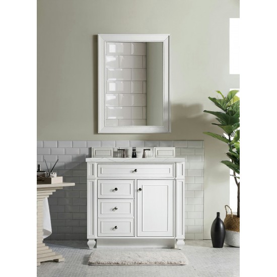 Bristol 36" Single Vanity, Bright White, w/ 3 CM Ethereal Noctis Quartz Top