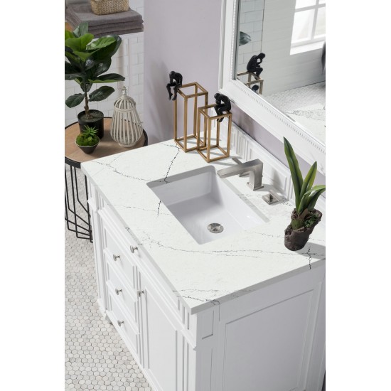 Bristol 36" Single Vanity, Bright White, w/ 3 CM Ethereal Noctis Quartz Top