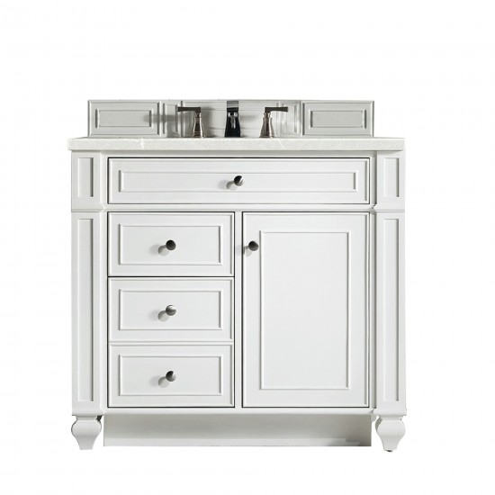 Bristol 36" Single Vanity, Bright White, w/ 3 CM Eternal Serena Quartz Top