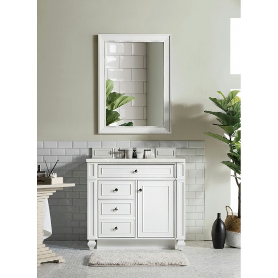 Bristol 36" Single Vanity, Bright White, w/ 3 CM Eternal Serena Quartz Top