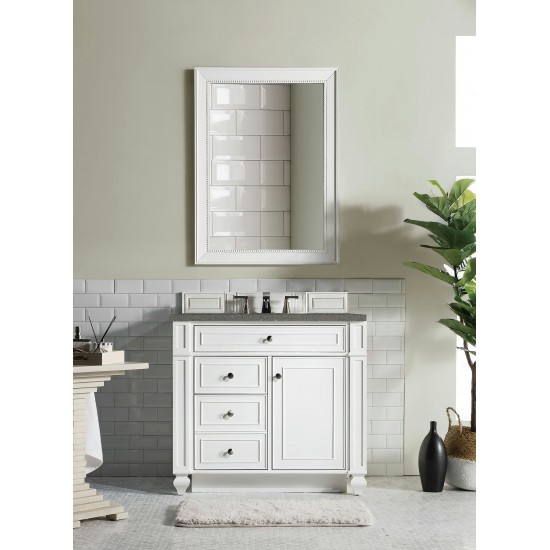 Bristol 36" Single Vanity, Bright White, w/ 3 CM Grey Expo Quartz Top