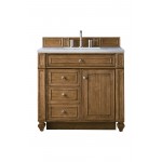 Bristol 36" Single Vanity, Saddle Brown, w/ 3 CM Carrara Marble Top