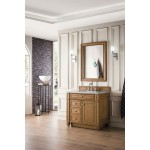 Bristol 36" Single Vanity, Saddle Brown, w/ 3 CM Carrara Marble Top