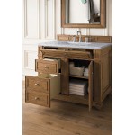 Bristol 36" Single Vanity, Saddle Brown, w/ 3 CM Carrara Marble Top