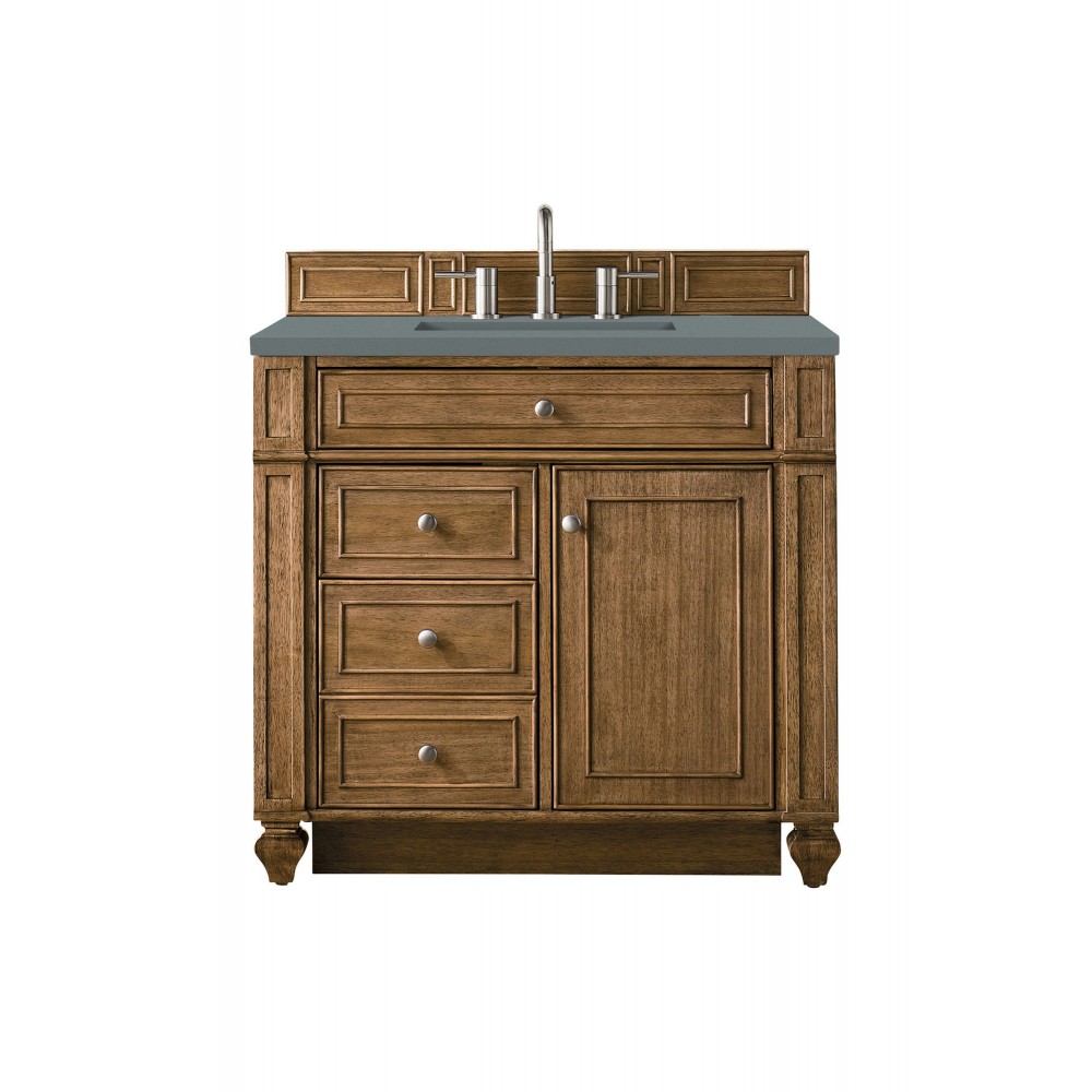 Bristol 36" Single Vanity, Saddle Brown, w/ 3 CM Cala Blue Quartz Top